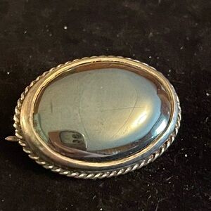 Sterling Silver 925 Hematite Brooch/ Pin Vintage